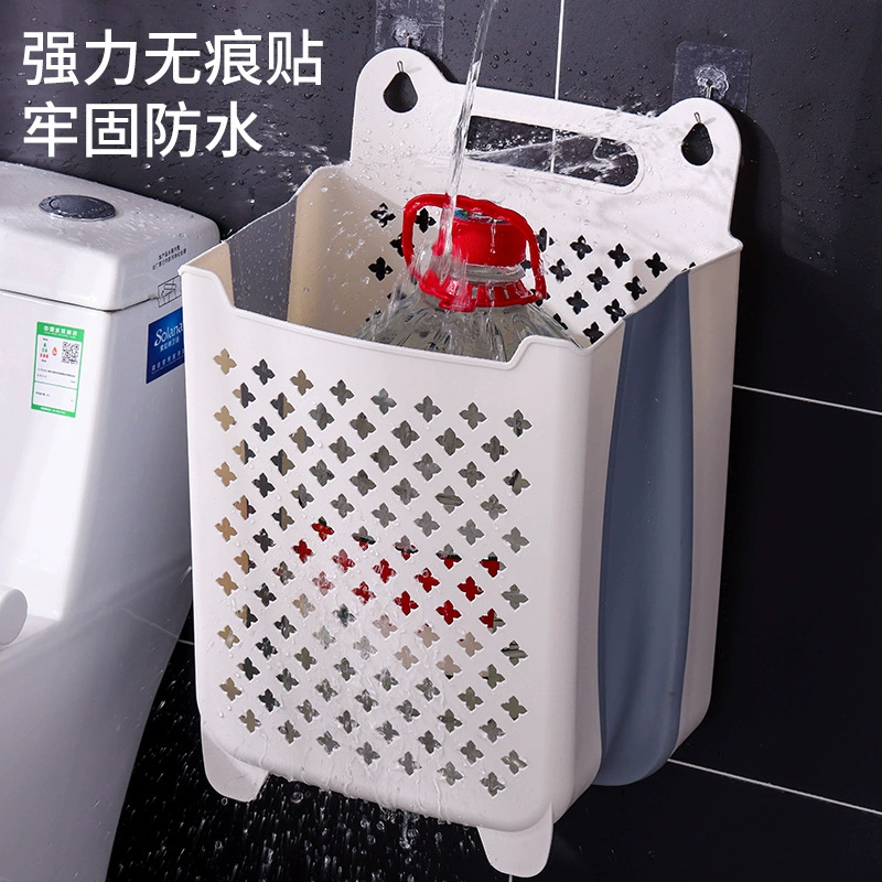 Foldable Laundry Basket — Wall-Mount Storage Basket for Bath, Collapsible Ventilated Design