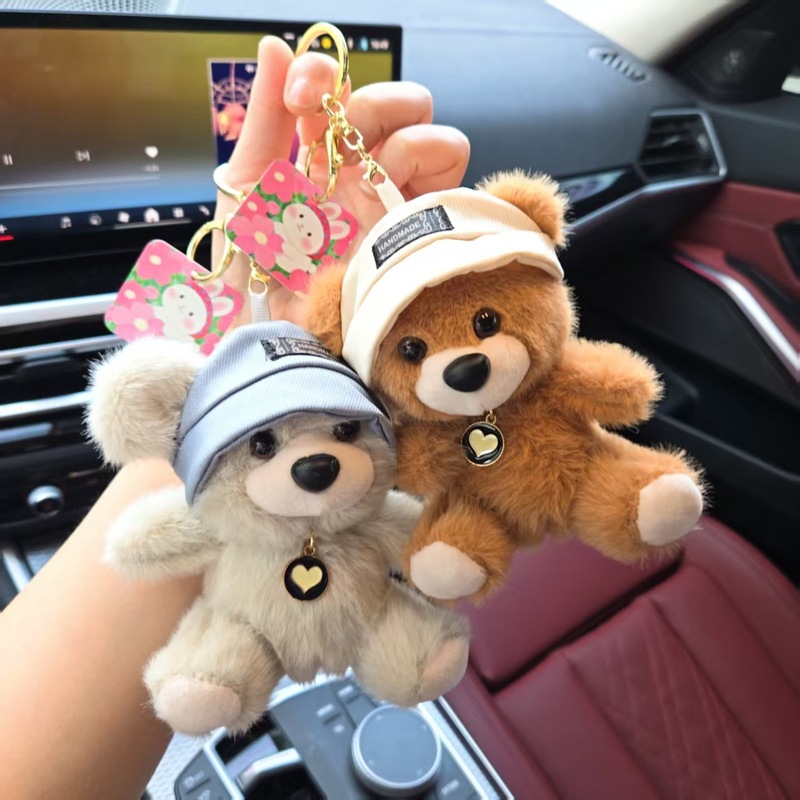 漫画ファッション帽子クマぬいぐるみペンダントトレンディクールクマバッグペンダント人形キーホルダーガールギフト|undefined