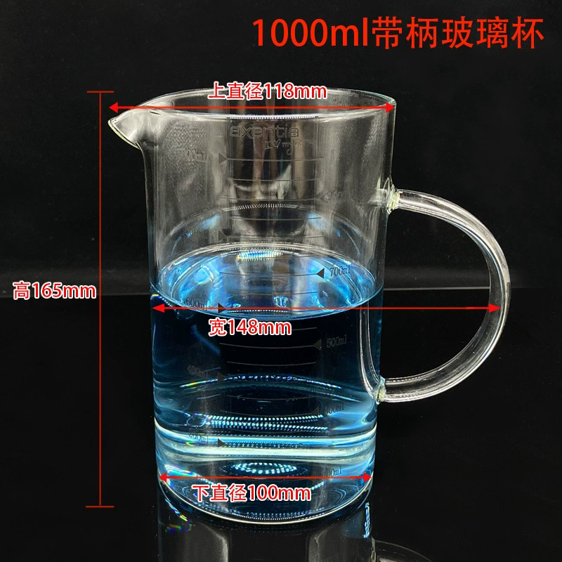 Glass heat-resistant transparent measuring cup scaled