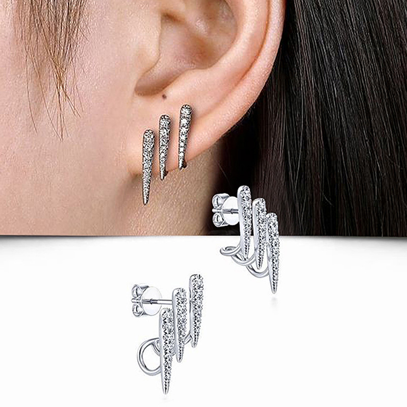 1 Pair Classic Style Geometric Inlay Copper Zircon Ear Studs display picture 1