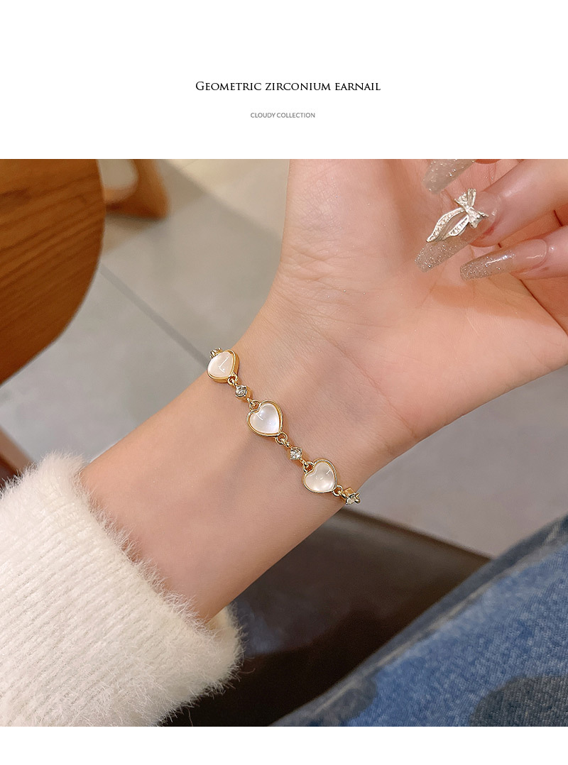 Fashion Heart Shape Copper Plating Zircon Bracelets 1 Piece