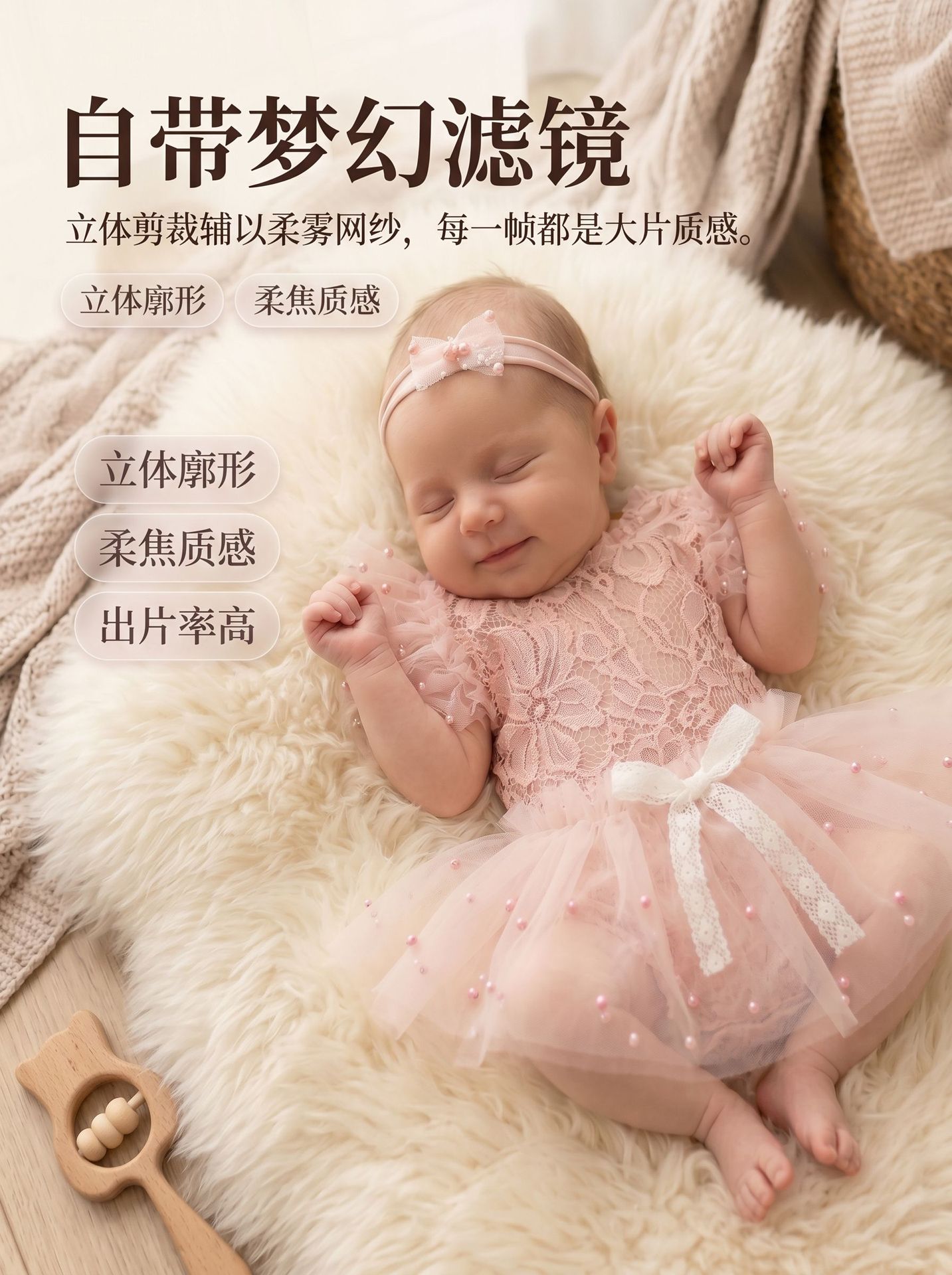 Children's lace set pearl for new born