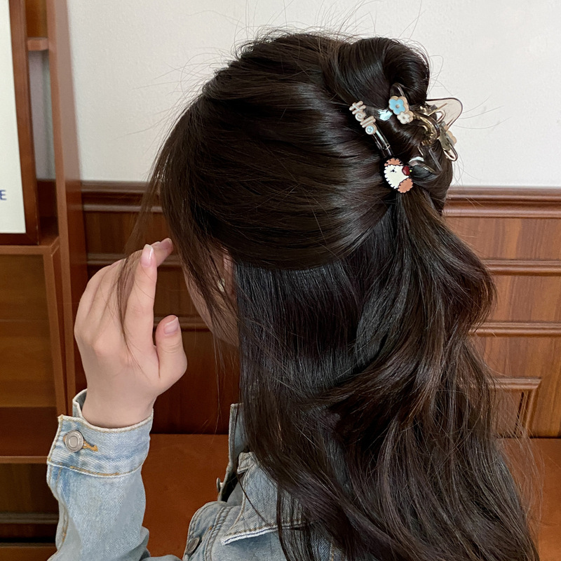 かわいい五芒星猫つかみ女2025新型ネット赤高級感ヘアピン後頭部半髪サメクリップ|undefined