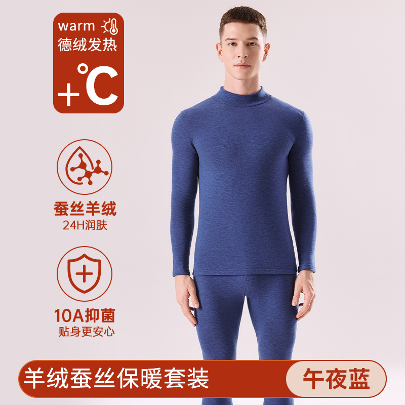 Yr853 men's half turtleneck suit midnight blue