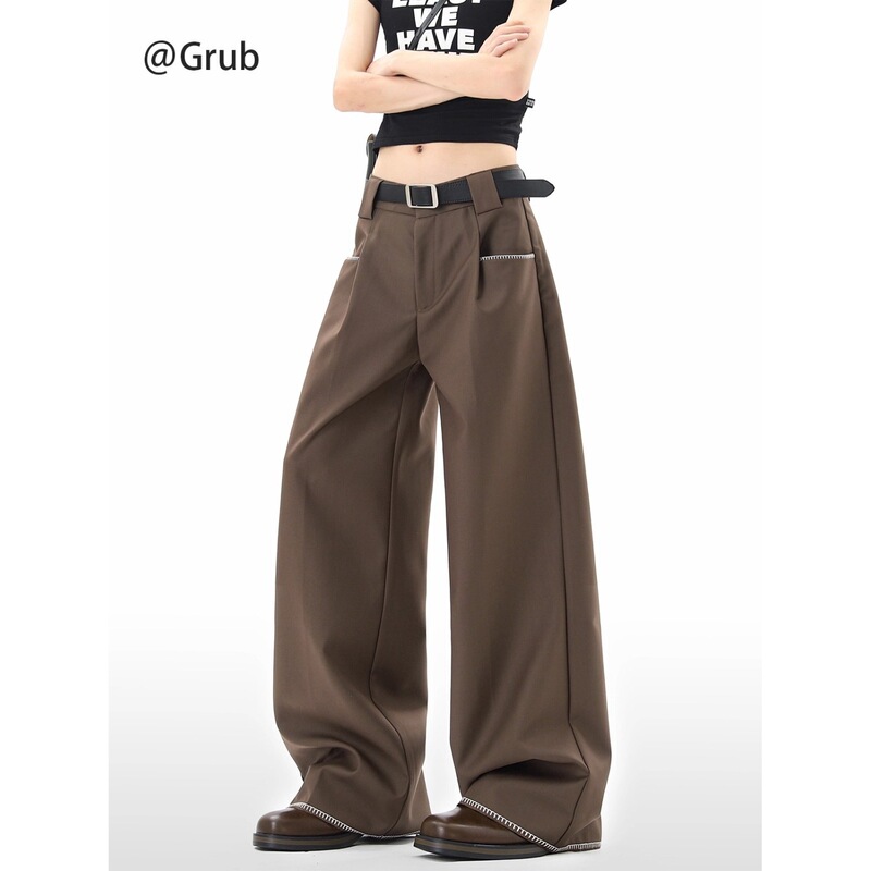 American Retro Pleated Pants for Men and Women, Autumn High Street Fashion, Old Money Style Suit Pants, Loose Wide-Leg Scimitar Pants