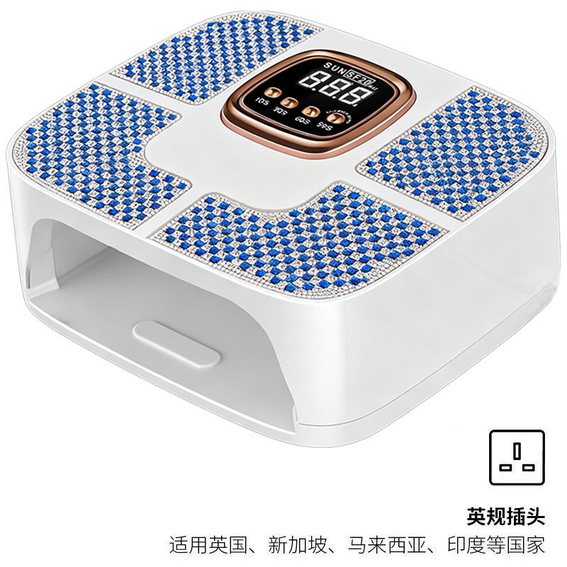 Blanco + diamante azul - enchufe británico (aplicable a Reino Unido, Singapur, Malasia, India y otros países)