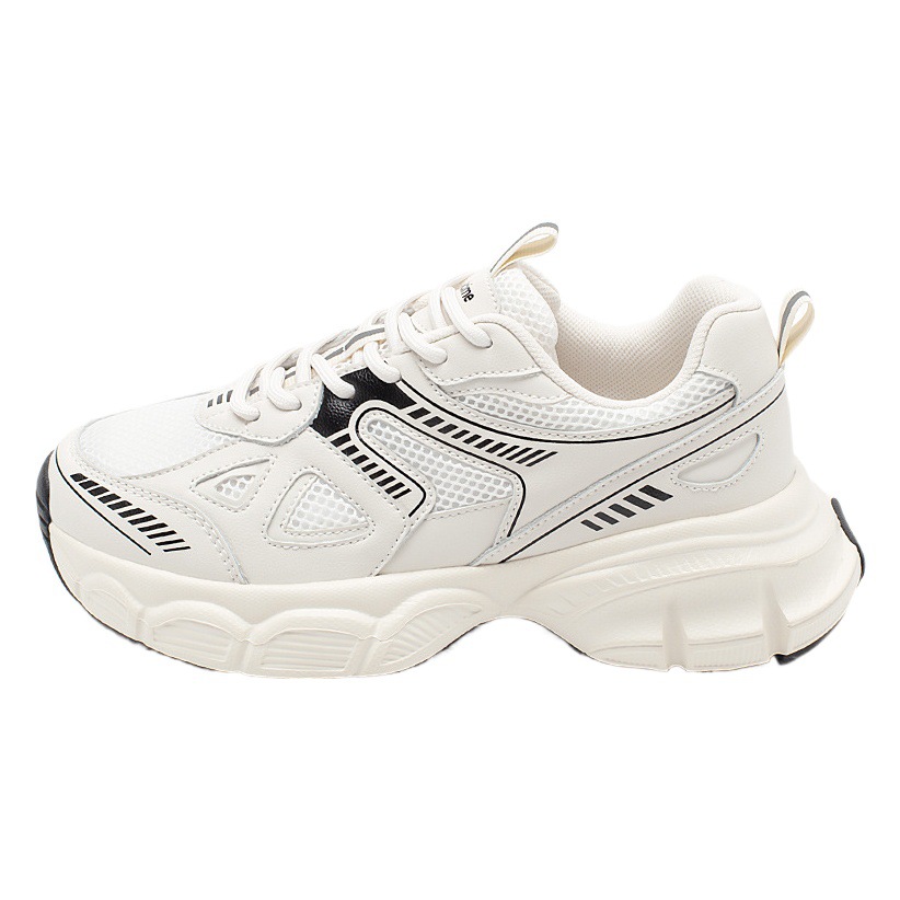 Zapatillas Augu Shiden de suela gruesa para mujer, novedad primavera 2026, ligeras, con cordones, blancas, informales, para correr