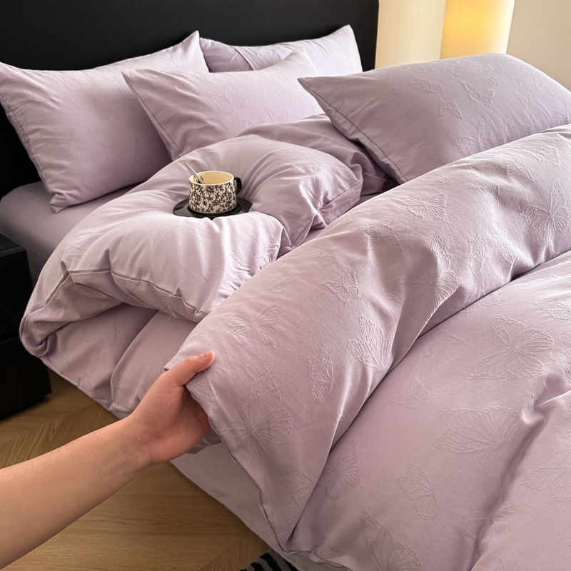Jacquard grueso molido de algodón de tres capas de hilo de cuatro piezas de un conjunto de sábanas de algodón de clase A de tres piezas de ropa de cama de otoño y invierno 4