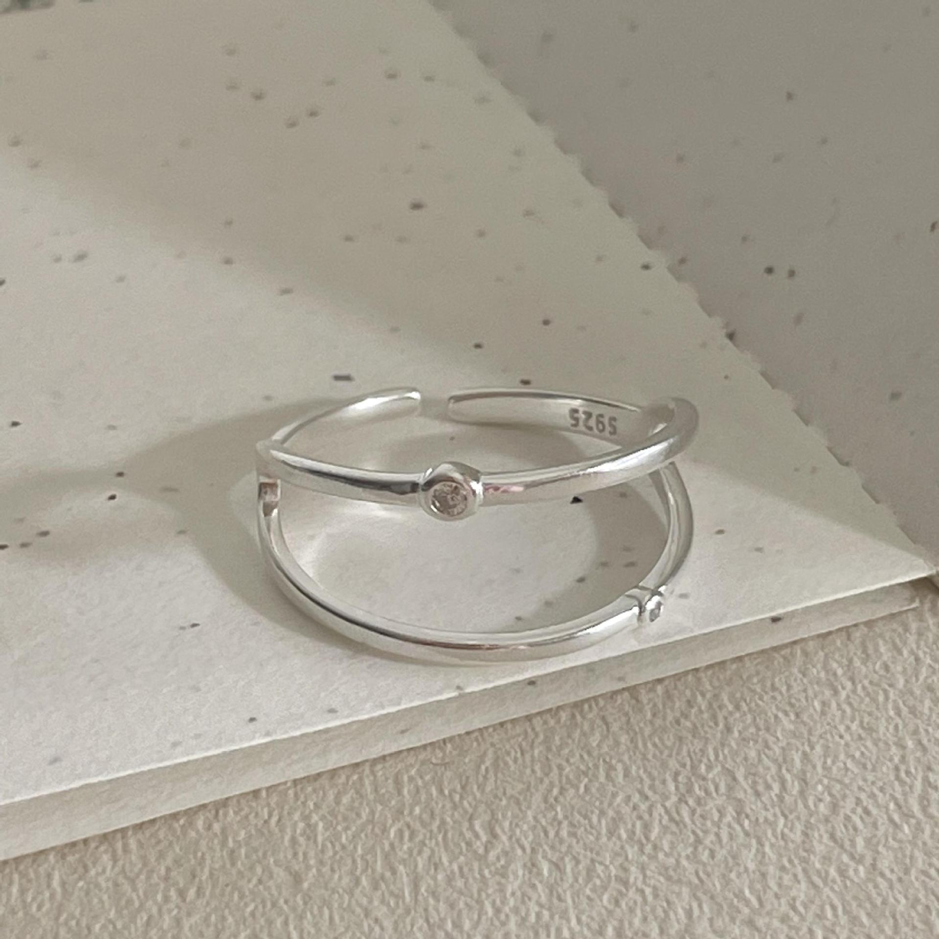 18K Gold Plated 925 Sterling Silver Zircon Geometric Open Rings 925 Sterling Silver Rings display picture 11