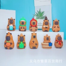 跨境卡通皮卡巴拉钥匙扣水豚配件包包挂件汽车盲盒小公仔批发爆款