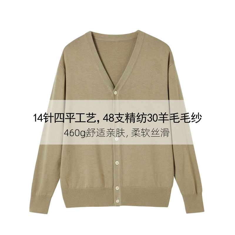 Wool Cardigan Men's V Neck Business Casual Fashion Loose Sweater Knitwear Jacket Autumn New Easiest for Match Sweater