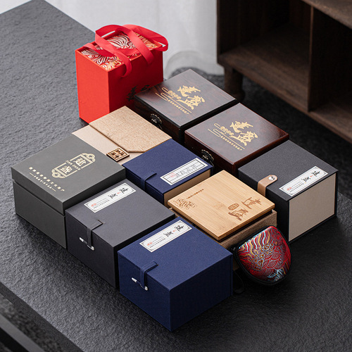 Factory Hot Selling Jian Zhan Bamboo Surface Packaging Tea Cup Gift Box Wooden Box New Magic Tape Storage Box Logo Printable