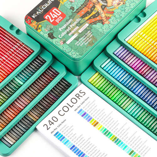KALOUR 240 Color Oily Colored Pencil Art Painting Pencil Set Cross-Border Hot Selling Colored Lead Set