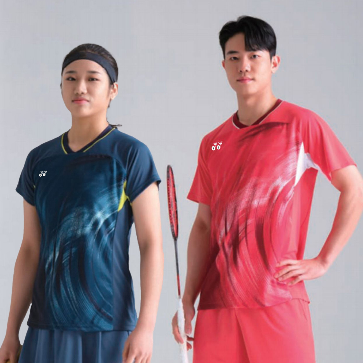 Yy New Badminton Suit for Men and Women, Quick-Drying Sweat-Absorbent Top, Breathable Short-Sleeved Competition Training Suit with Printed Summer