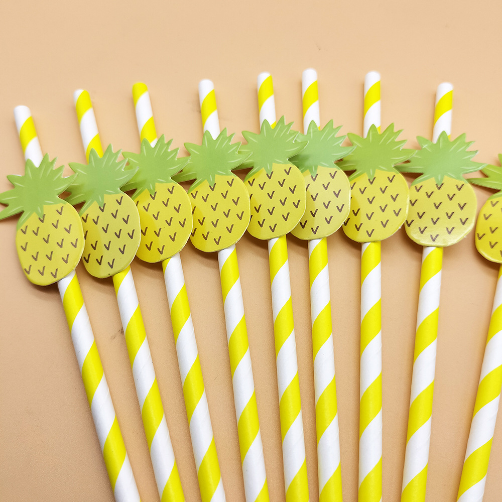 Internet celebridad paja desechable degradable papel paja piña tarjeta paja decorativa postre bar boda paja