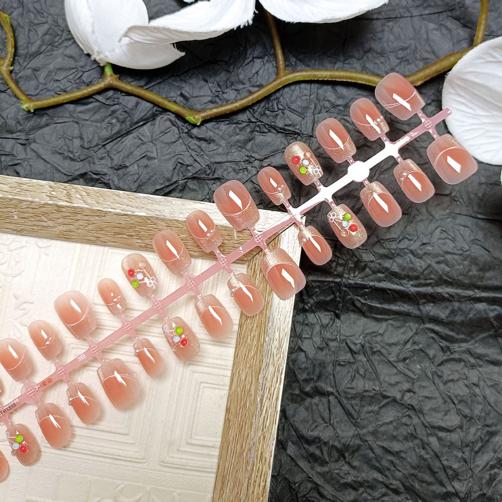 Esmalte corto de diamantes coloridos en 3D 30 piezas de armadura prefabricada francesa parche de uñas de uñas hecho a mano ojo de gato image 7