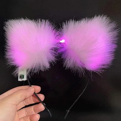 網紅髮光帶燈狐狸發箍頭飾毛絨貓咪耳朵頭箍酒吧蹦迪直播道具夜市