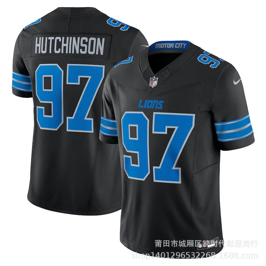 Los leones de la NFL Lions Hutchinson ¿ 97 St. Brown ¿ 14 Jersey bordado de Rugby