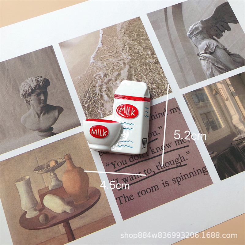 Alimentos y juegos serie creativa simulación tridimensional gourmet huevo pan café azúcar calabaza desayuno resina decorativa refrigerador pegatinas