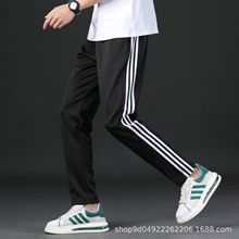 薄款经典三条杠运动裤男士休闲裤宽松直筒长裤跑步健身训练外穿裤