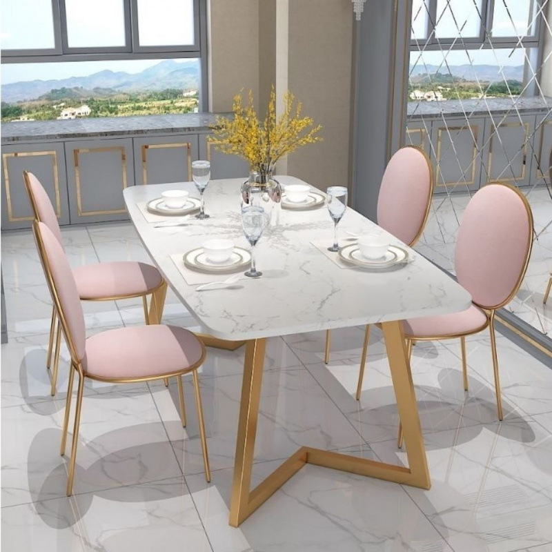Comedor moderno y minimalista, mesa de comedor de mármol nórdico, mesa de comedor rectangular, mesa de comedor doméstica pequeña, combinación de mesa y silla