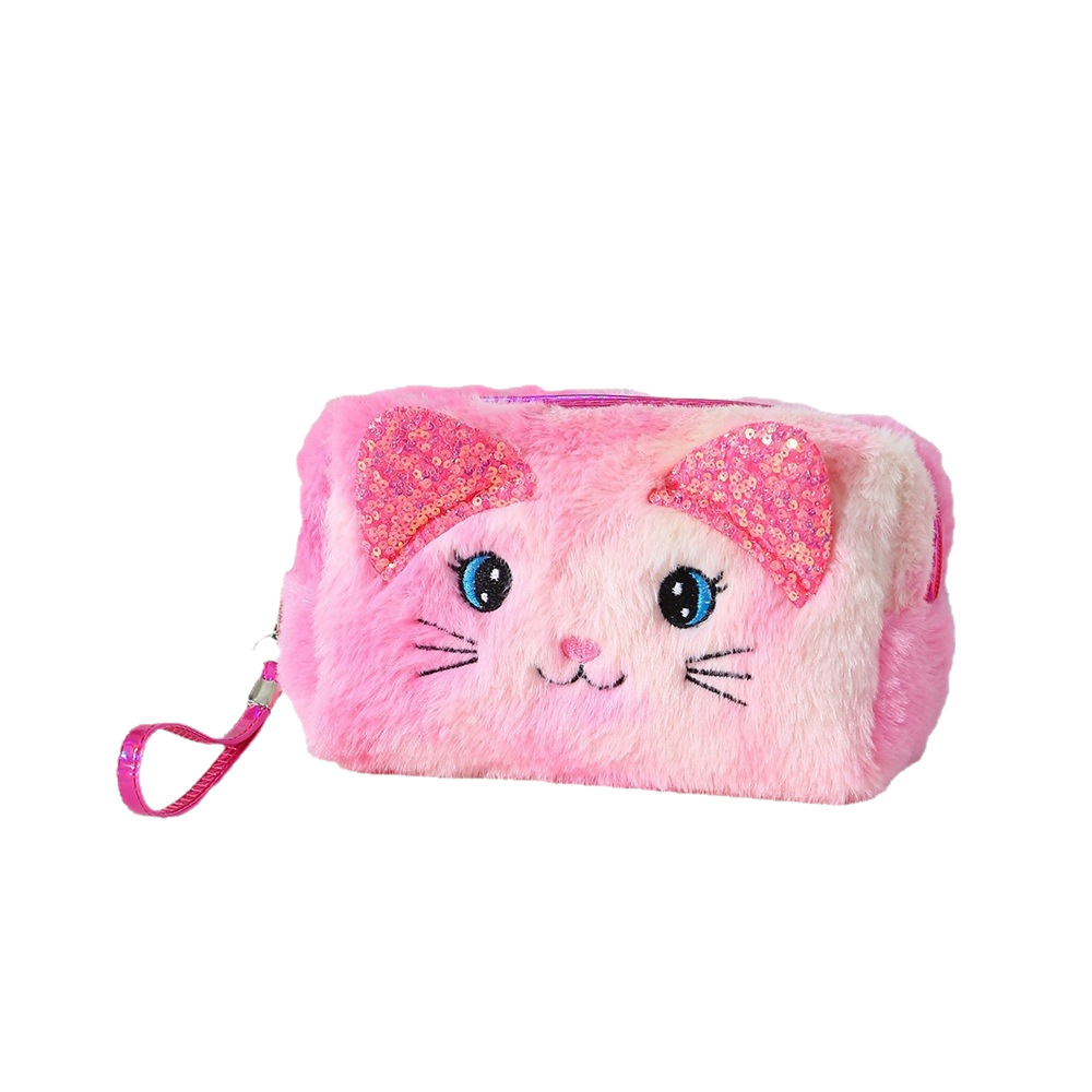 Neceser viaje gato cartoon teñido anudado, estilo felpa estudiante, almacenamiento cosméticos simple, producto transfronterizo.