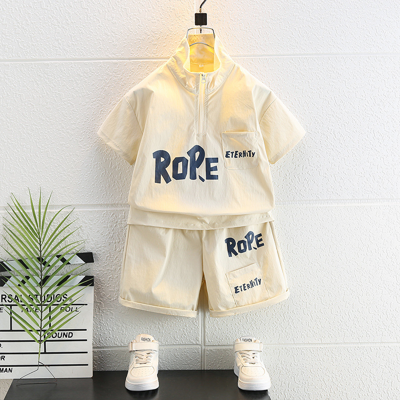 7423 Traje atractivo para niños Ropa de protección solar de manga corta de verano para niños Monos finos para bebés Chaleco de dos piezas