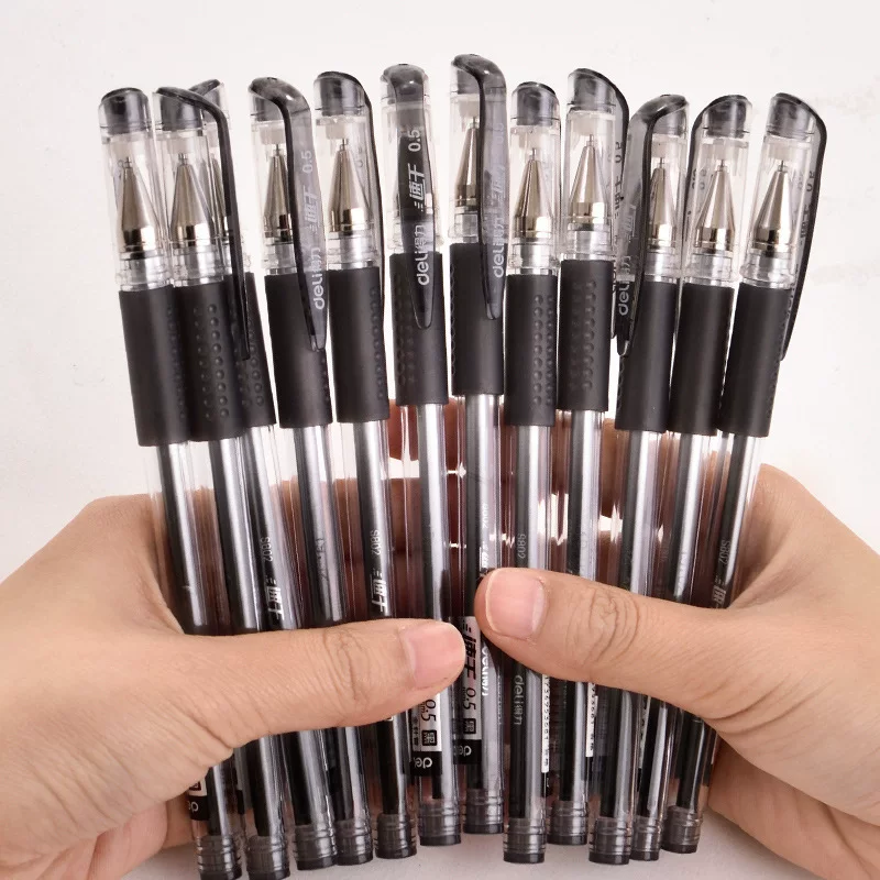 Deli Stationery S802 Быстро-сохнущий нейтральный перо 0.5 Полная труба Черный деловой офис Письмо плавно Экзамен студентам