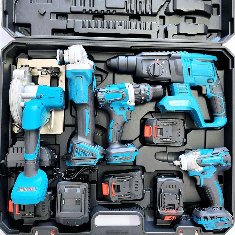 外贸牧田款锂电工具套装充电锂电电锤角磨机切割机手电钻电动扳手