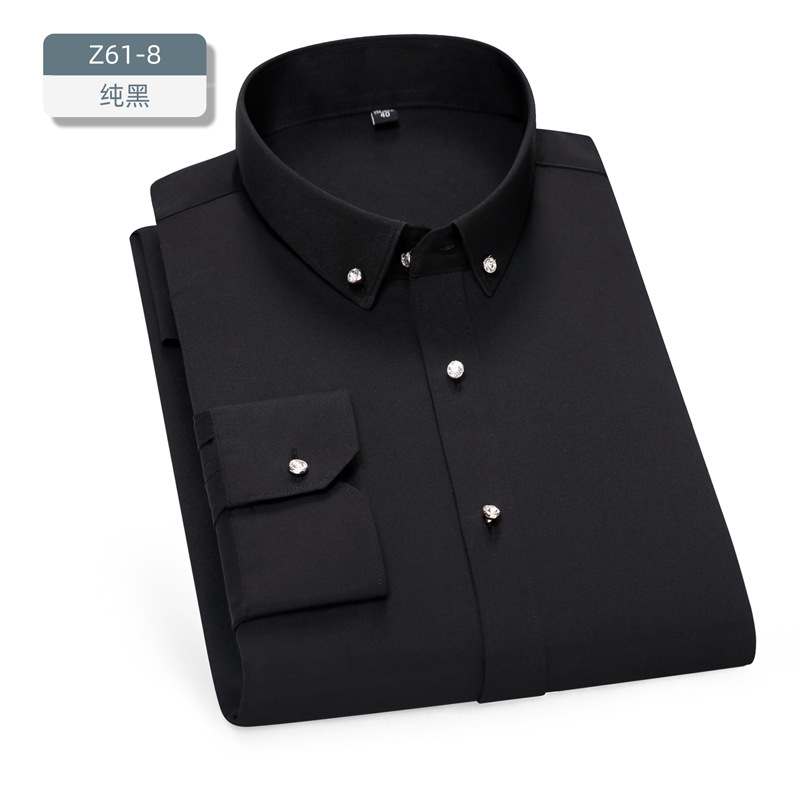 Camisas de novio y padrinos de boda para hombre, estilo coreano, con botones de diamante, manga larga, corte ajustado, colores brillantes, ropa para hombre, camisas para bar y discoteca. image 9