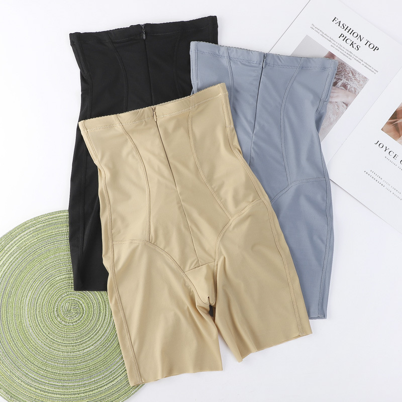High waist hip lifting belly shaping pants postpartum recovery shaping pants zipper breasted shaping pants body shaping seamless corset pants boxer