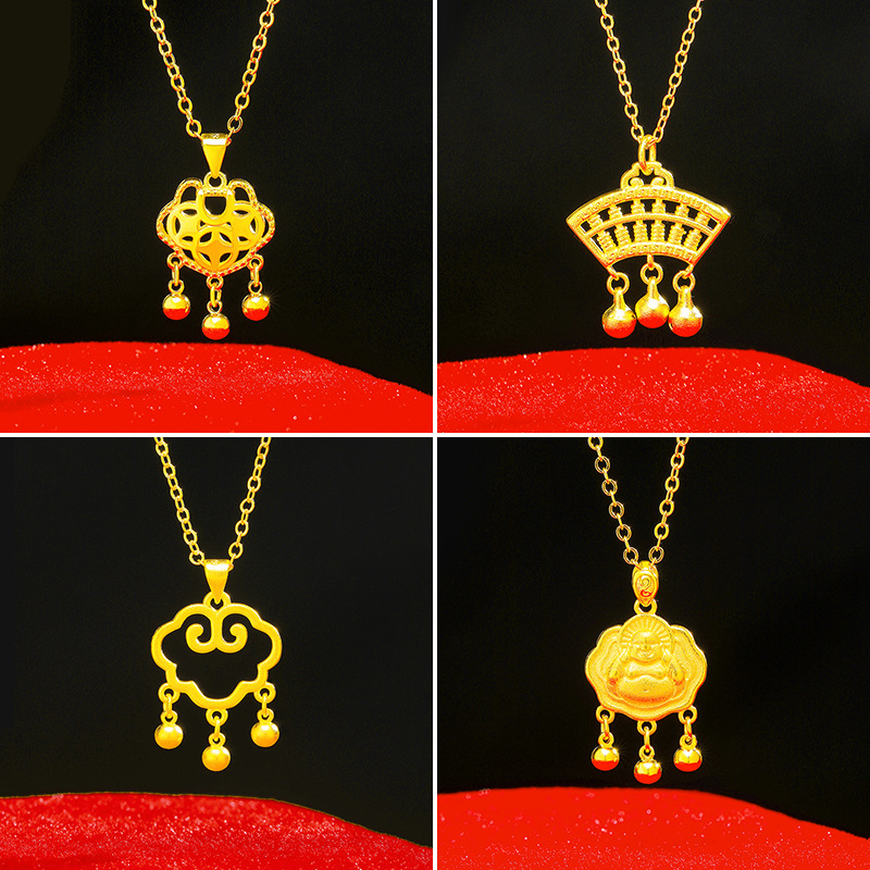 Vietnam arena oro Abacus larga vida bloqueo clavícula colgante vintage hueco campana bloqueo bebé 100 años de edad colgante de joyería al por mayor