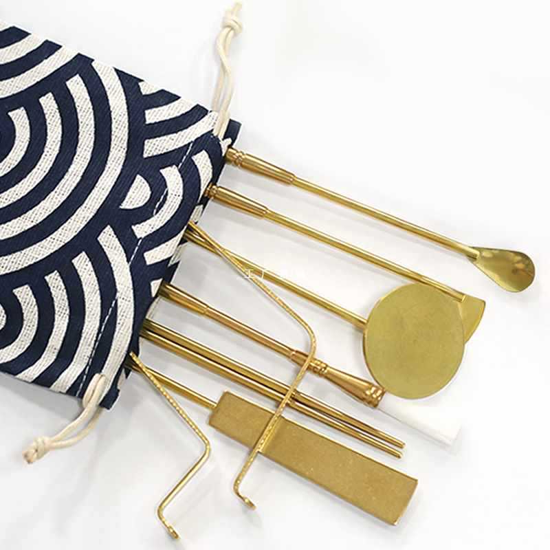 GJU8 Incense Tool Starter Kit: Incense Cones, Incense Burner, Empty Incense Holder, Brass Incense Accessories, Incense Spatula, Incense Scoop, Ash