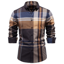 衬衫男士秋冬2025长袖衬衫男商务休闲高品质跨境格纹新款纯棉