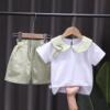 Summer doll, shorts, children's top, suitable for import, western style, doll collar, with short sleeve, 3 years