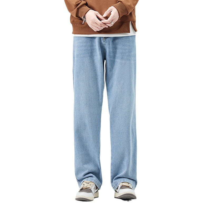 Pantalones vaqueros sueltos lavados para hombres viejos pantalones casuales de pierna ancha suaves para la piel Pantalones rectos de la marca de moda para hombres High Street