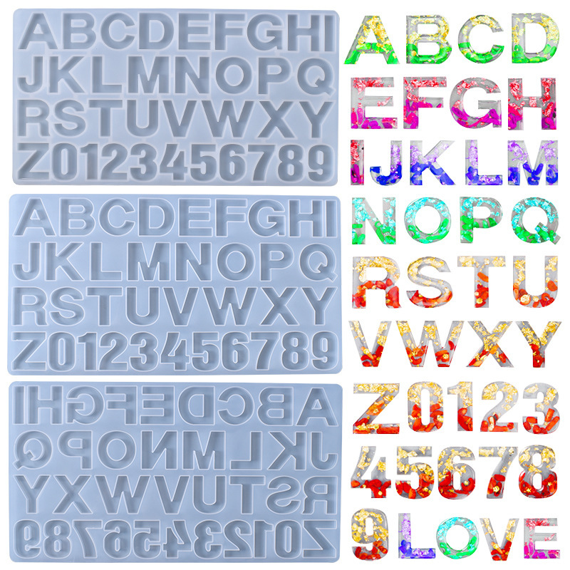 Crystal Resin English Pinyin Alphabet Silicone Mold DIY Handmade Jewelry Resin Number Pendant Model