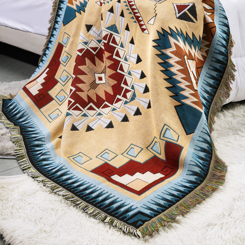 Cross-border foreign trade camping blanket, moisture-proof camping mat, jacquard tapestry, ins style sofa towel, thread blanket, multi-functional sofa blanket