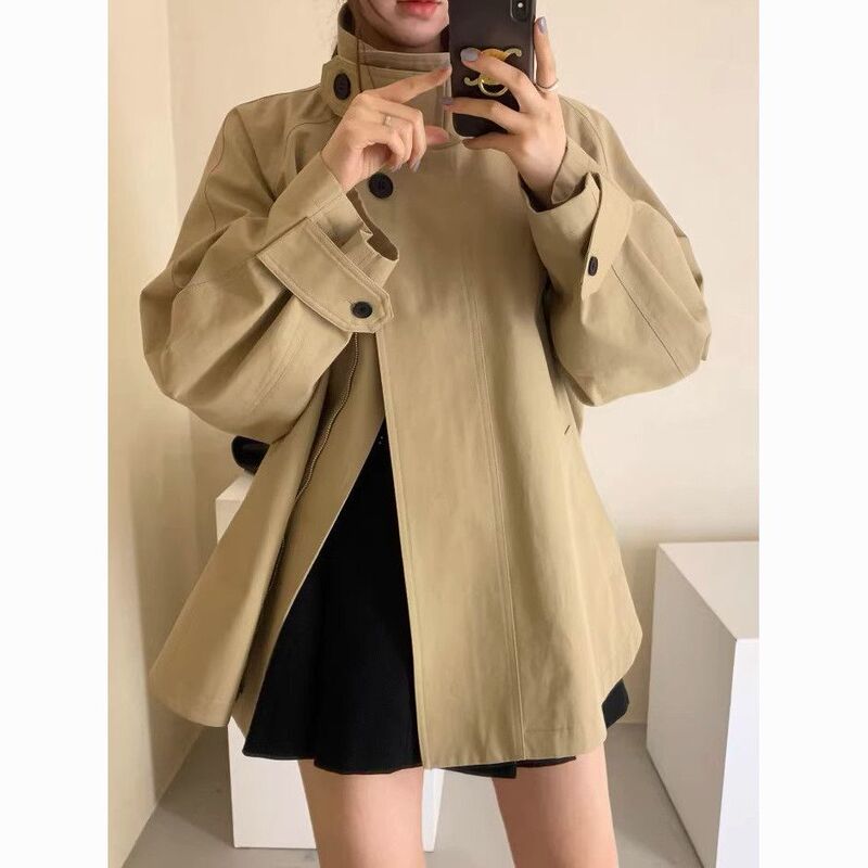 春秋新款棒球服外穿休闲短款风衣女小个子连帽立领宽松冲锋衣夹克|undefined