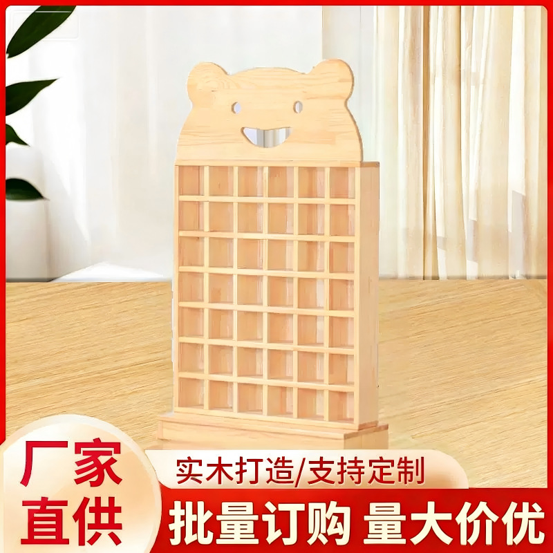 Kindergarten Solid Wood Cup Holder Wooden Insulation Bucket Rack Kidsren's Towel Rack Cup Integrated Cabinet Water Cup Cabinet with Door