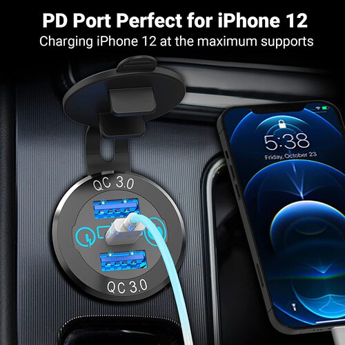 Car modification and RV modification touch switch QC3.03 dual USB touch mobile phone charger PD aluminum alloy
