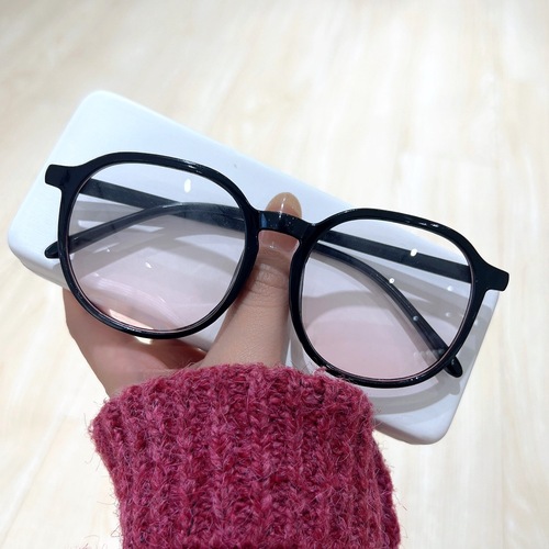 The new blush glasses can be worn with short-sighted women ins, wind-proof blue light flat mirror, plain makeup, fashionable Xiaohongshu internet celebrity