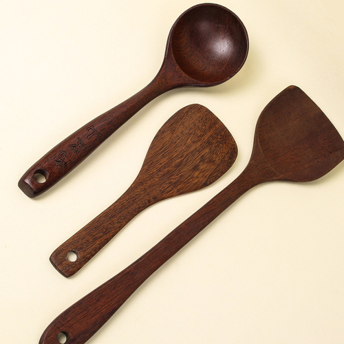 Wholesale chicken wing wooden spoon shovel household commercial good-looking long-handled soup spoon rice spoon coffee spoon set manufacturer