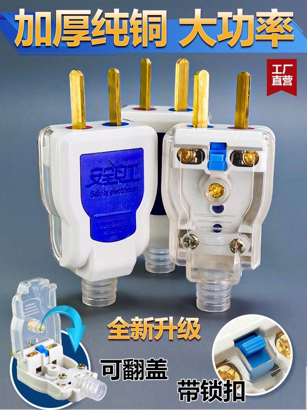 [3-Year Warranty] Rotatable Plug Two-Pin Pure Copper Plug High-Power Electric Activity Two-Pin Household Plug