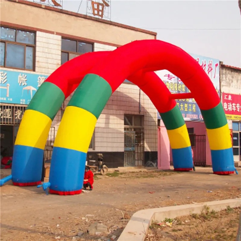 【奥美气模】厂家直销6米彩色充气双拱们/多连拱门帐篷气模立柱