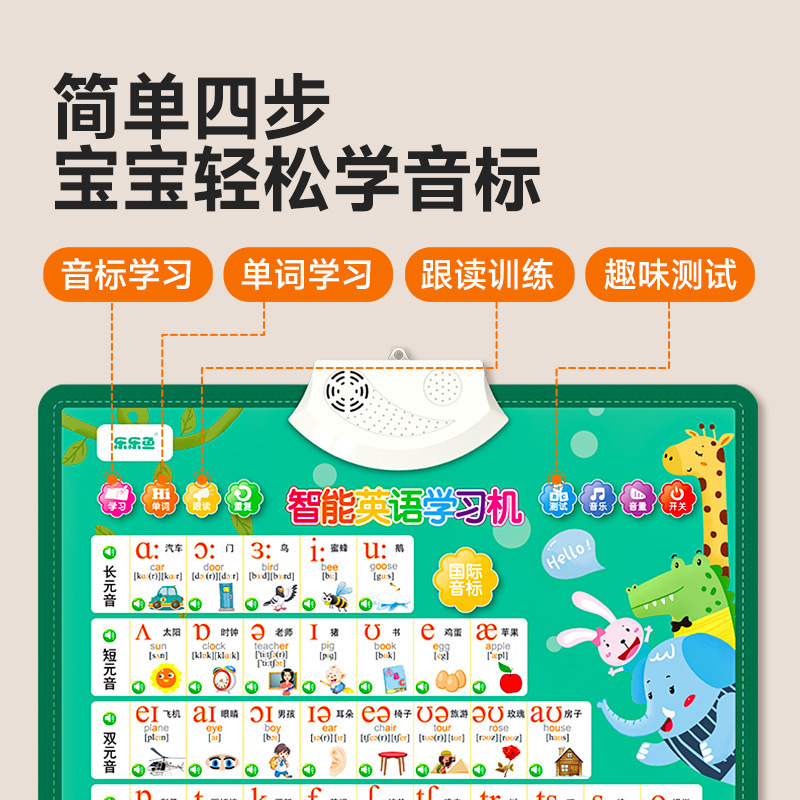 英语音标发音有声挂图宝宝字母墙贴拼读训练48个国际英文幼小衔接|undefined