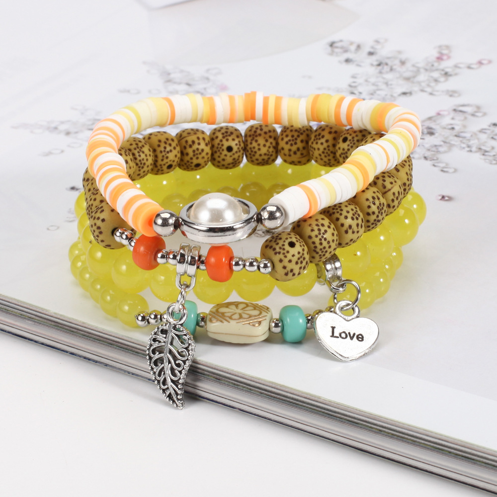 Geometric, Letter, Heart Shape Pattern Ethnic Style Geometric Letter Heart Shape Beaded Arylic Alloy Beaded Bracelets Wholesale