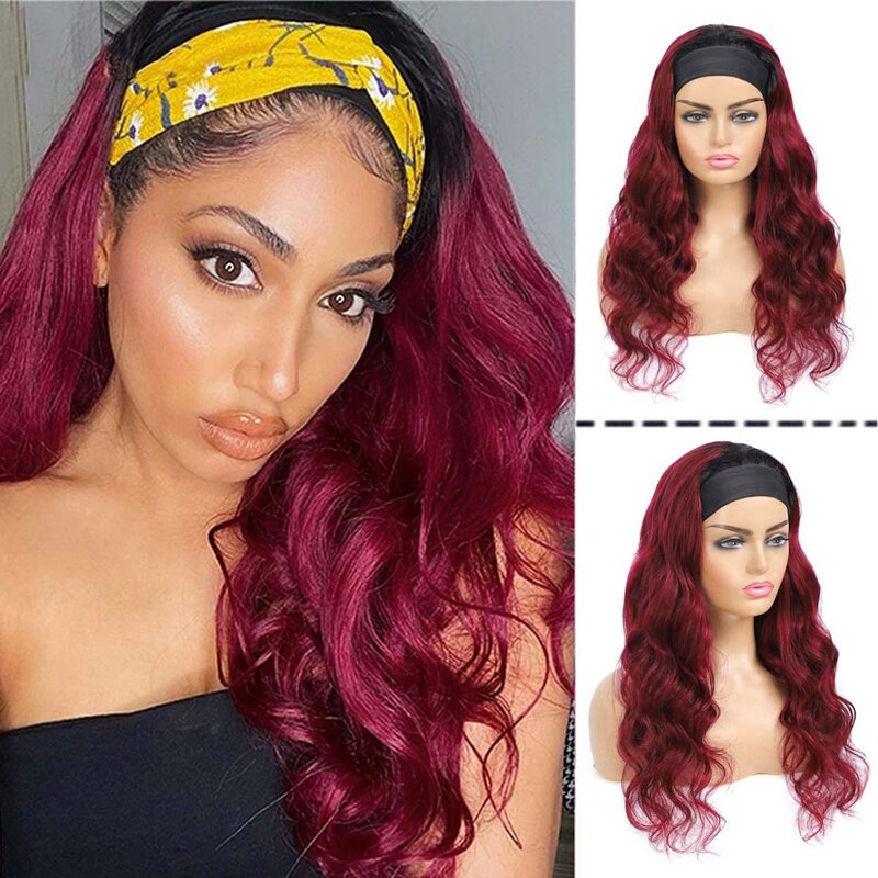 Amazon Best-Selling Wig African Women's Ice Ribbon Wig Burgundy Big Wave Long Curly Hair Chemical Fiber Headgear