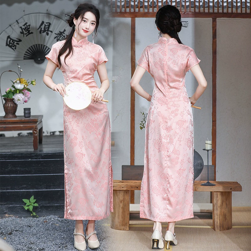 Новое улучшенное женское платье Cheongsam в китайском стиле с цветочным принтом, красивое маленькое платье в китайском стиле на лето и весну