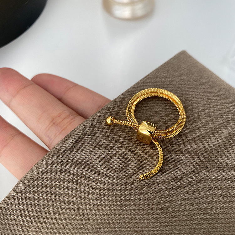 Adjustable Ring Size 1 Piece Quantity Holiday, Daily Occasion Metal Material Simple Style Solid Color Metal Plating Chain Gold Plated Unisex Rings